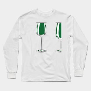 Elegant Green Wine Glasses Vector Art No. 1005 Long Sleeve T-Shirt